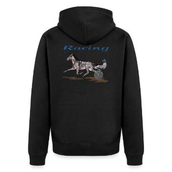 Racehorse with jockey in dynamics - Unisex Premium Organic Zip Hoodie - black - Back - Nico (187cm)