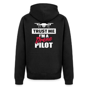 drone - Unisex Premium Organic Zip Hoodie - black - Back - Nico (187cm)