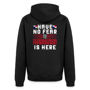 Panama - Unisex Premium Organic Zip Hoodie - black - Back - Nico (187cm)