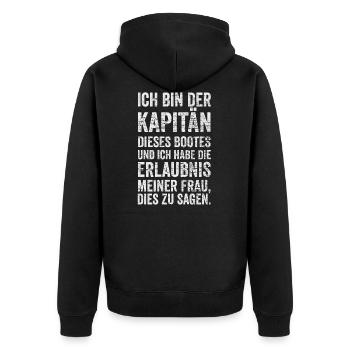 Kapitän Boot Segelboot Segeln Sportbott - Unisex Premium Bio Zip Hoodie - Schwarz - Hinten - Nico (187cm)