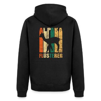Alpaka Flüsterer - Unisex Premium Bio Zip Hoodie - Schwarz - Hinten - Nico (187cm)