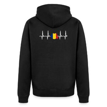 Romania - Unisex Premium Organic Zip Hoodie - black - Back - Nico (187cm)