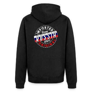 Russland - Unisex Premium Bio Zip Hoodie - Schwarz - Hinten - Nico (187cm)