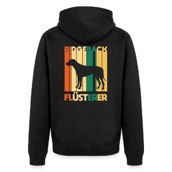 Rhodesian Ridgeback - Unisex Premium Bio Zip Hoodie - Schwarz - Hinten - Nico (187cm)
