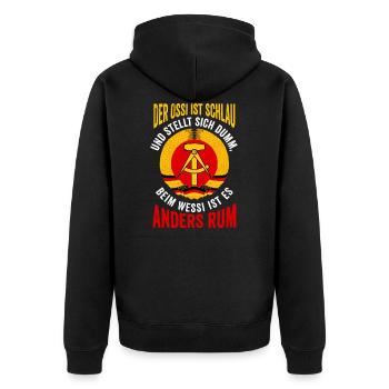 Ostdeutschland Ossi DDR - Unisex Premium Bio Zip Hoodie - Schwarz - Hinten - Nico (187cm)