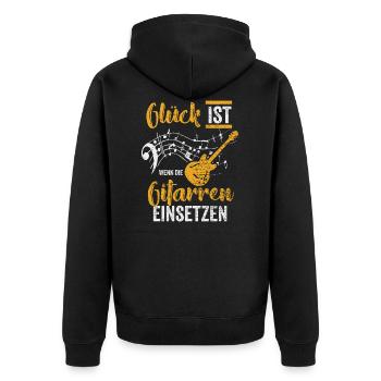 Gitarre Musiker - Unisex Premium Bio Zip Hoodie - Schwarz - Hinten - Nico (187cm)