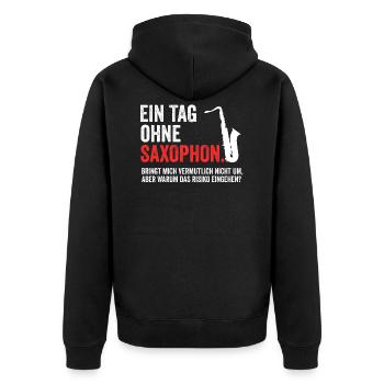 Saxophon - Unisex Premium Bio Zip Hoodie - Schwarz - Hinten - Nico (187cm)