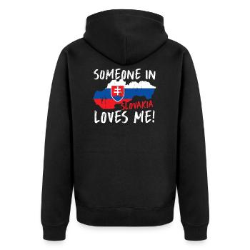 Slowakei - Unisex Premium Bio Zip Hoodie - Schwarz - Hinten - Nico (187cm)