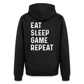 Eat Sleep Game Repeat Shirt - Veste à capuche bio Premium Unisexe - noir - Dos - Nico (187cm)