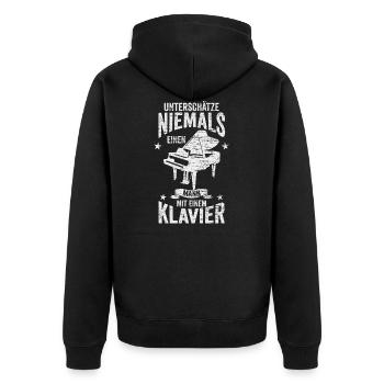 Klavier Piano - Unisex Premium Bio Zip Hoodie - Schwarz - Hinten - Nico (187cm)