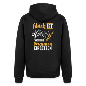 Posaune Musikverein - Unisex Premium Bio Zip Hoodie - Schwarz - Hinten - Nico (187cm)