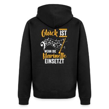 Klarinette Komponist - Unisex Premium Bio Zip Hoodie - Schwarz - Hinten - Nico (187cm)