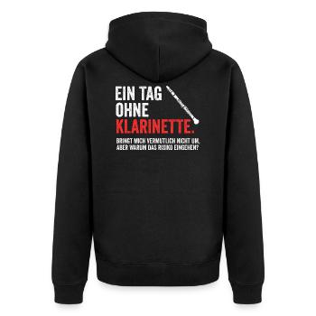 Klarinette Blasinstrument - Unisex Premium Bio Zip Hoodie - Schwarz - Hinten - Nico (187cm)