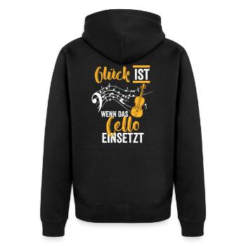 Cello Konzert - Unisex Premium Bio Zip Hoodie - Schwarz - Hinten - Nico (187cm)