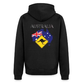 Australia TShirt - Australia T-Shirt - Unisex Premium Organic Zip Hoodie - black - Back - Nico (187cm)