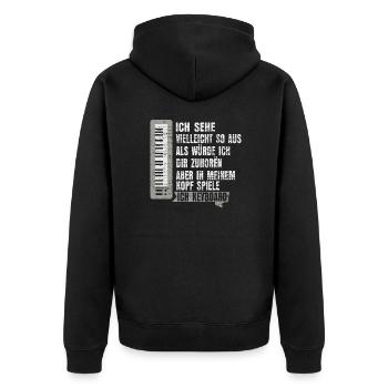 Keyboard Musik - Unisex Premium Bio Zip Hoodie - Schwarz - Hinten - Nico (187cm)