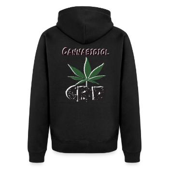 Cannabidiol CBD mit Hanfblatt - CBD T-Shirt - Unisex Premium Bio Zip Hoodie - Schwarz - Hinten - Nico (187cm)