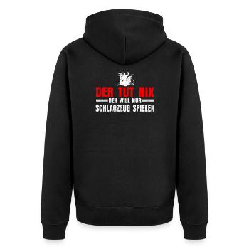 Schlagzeug Schlagzeuger - Unisex Premium Bio Zip Hoodie - Schwarz - Hinten - Nico (187cm)