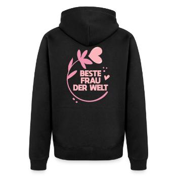 Beste Frau Valentinstag Liebe - Unisex Premium Bio Zip Hoodie - Schwarz - Hinten - Nico (187cm)