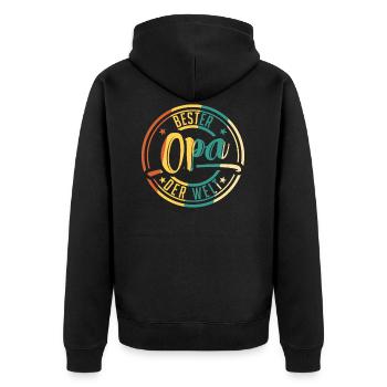 Opa Großeltern - Unisex Premium Bio Zip Hoodie - Schwarz - Hinten - Nico (187cm)