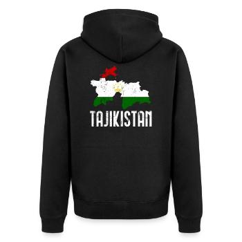 Tadschikistan - Unisex Premium Bio Zip Hoodie - Schwarz - Hinten - Nico (187cm)