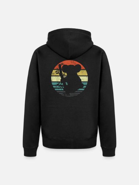 Koala Retro - Unisex Premium Organic Zip Hoodie - black
