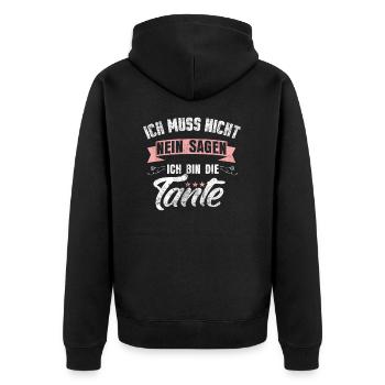 Tante - Unisex Premium Bio Zip Hoodie - Schwarz - Hinten - Nico (187cm)