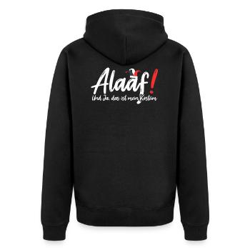 Alaaf Karneval Köln Kostüm - Unisex Premium Bio Zip Hoodie - Schwarz - Hinten - Nico (187cm)