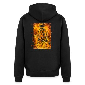 firefighter - Unisex Premium Organic Zip Hoodie - black - Back - Nico (187cm)