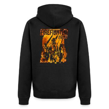 Feuerwehr Held - Unisex Premium Bio Zip Hoodie - Schwarz - Hinten - Nico (187cm)