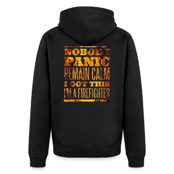 Feuerwehr Firefighter - Unisex Premium Bio Zip Hoodie - Schwarz - Hinten - Nico (187cm)