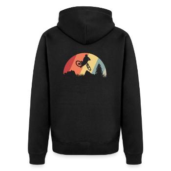 Mountain bike retro - Unisex Premium Organic Zip Hoodie - black - Back - Nico (187cm)