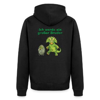 Ich Werde Großer Bruder - Unisex Premium Bio Zip Hoodie - Schwarz - Hinten - Nico (187cm)