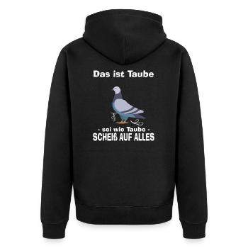 Tauben - Unisex Premium Bio Zip Hoodie - Schwarz - Hinten - Nico (187cm)