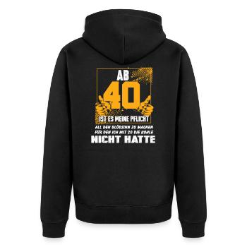Vierzigster Geburtstag 40 Geburtstagsfeier - Unisex Premium Bio Zip Hoodie - Schwarz - Hinten - Nico (187cm)