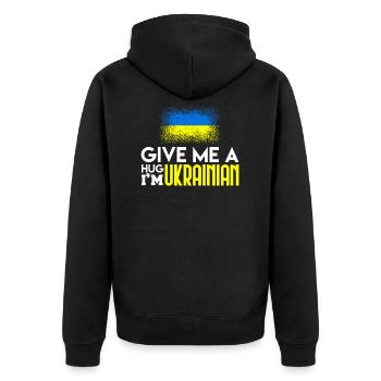 Ukraine - Unisex Premium Bio Zip Hoodie - Schwarz - Hinten - Nico (187cm)