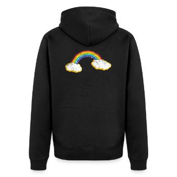 Regenbogen - Unisex Premium Bio Zip Hoodie - Schwarz - Hinten - Nico (187cm)