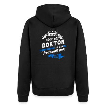 Doktor Doktortitel Doktorarbeit - Unisex Premium Bio Zip Hoodie - Schwarz - Hinten - Nico (187cm)