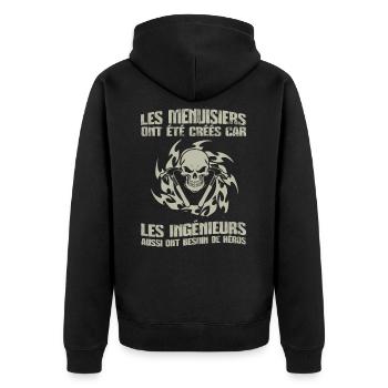 T Shirt Menuisiers - Tischler Hoodie Mug - Unisex Premium Bio Zip Hoodie - Schwarz - Hinten - Nico (187cm)
