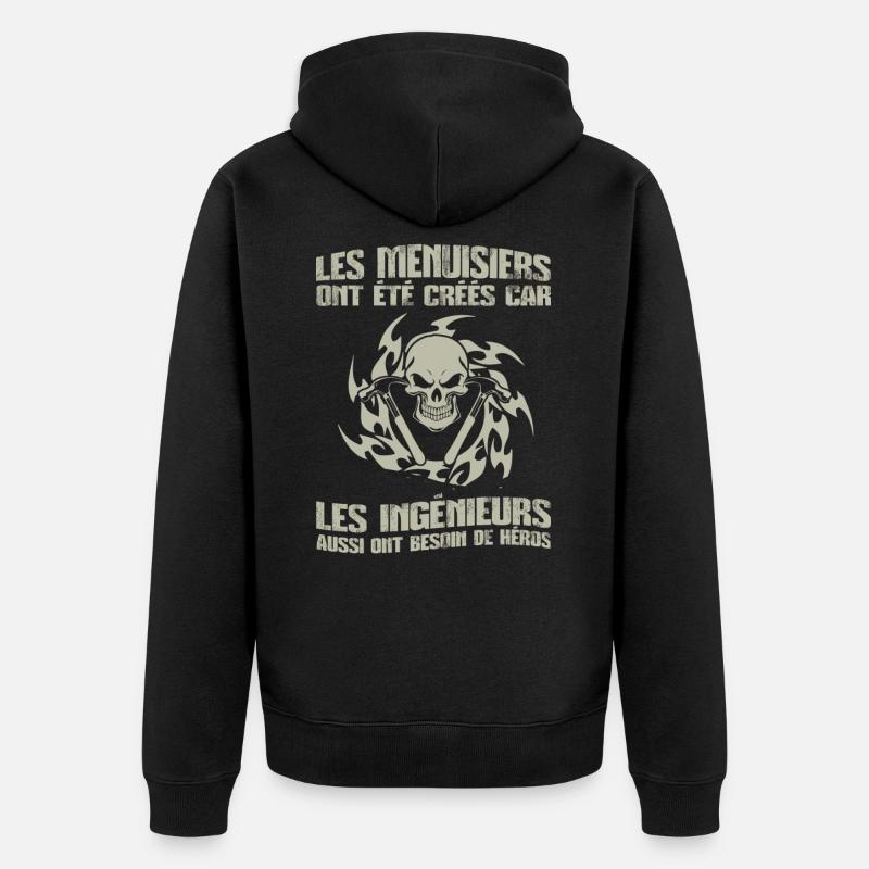 Tee Shirt Menuisiers - Mug à capuche charpentier - Veste à capuche bio Premium Unisexe - noir