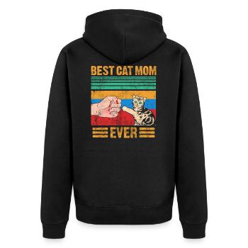 Best Cat Mom Ever - Unisex Premium Organic Zip Hoodie - black - Back - Nico (187cm)