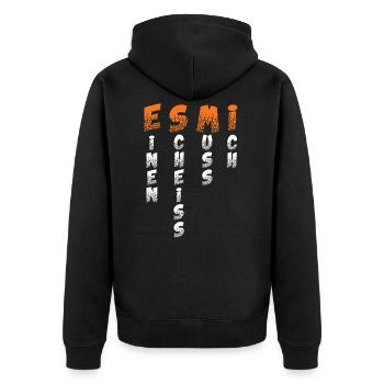 Einen Scheiß muss ich ESMI - Unisex Premium Bio Zip Hoodie - Schwarz - Hinten - Nico (187cm)