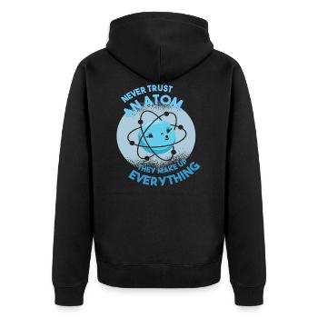 Atom Wissenschaft - Unisex Premium Bio Zip Hoodie - Schwarz - Hinten - Nico (187cm)