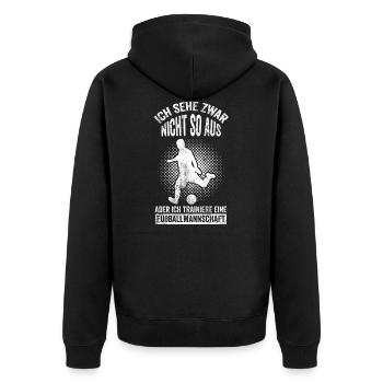 Fußball Trainer Fußballmannschaft - Unisex Premium Bio Zip Hoodie - Schwarz - Hinten - Nico (187cm)