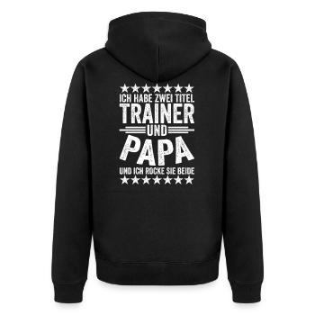 Fußball Trainer - Unisex Premium Bio Zip Hoodie - Schwarz - Hinten - Nico (187cm)