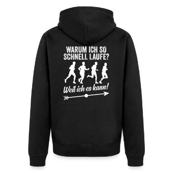Läufer - Unisex Premium Bio Zip Hoodie - Schwarz - Hinten - Nico (187cm)