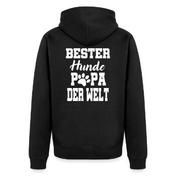Hunde Papa Hund - Unisex Premium Bio Zip Hoodie - Schwarz - Hinten - Nico (187cm)