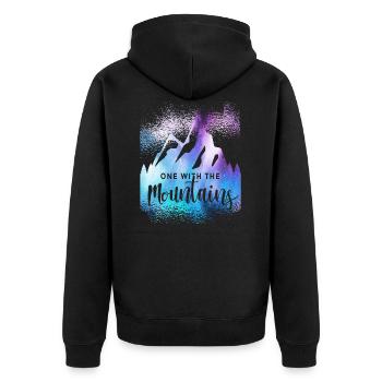 Bergsteigen - Unisex Premium Bio Zip Hoodie - Schwarz - Hinten - Nico (187cm)