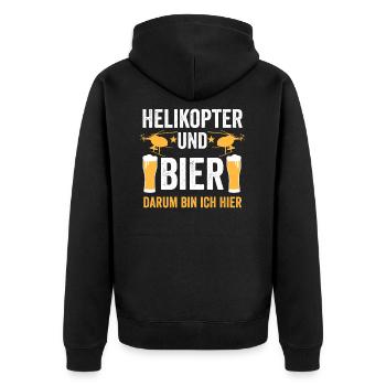 Helikopter Bier - Unisex Premium Bio Zip Hoodie - Schwarz - Hinten - Nico (187cm)