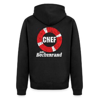 Bademeister Rettungsschwimmer Schwimmbad Freibad - Unisex Premium Bio Zip Hoodie - Schwarz - Hinten - Nico (187cm)